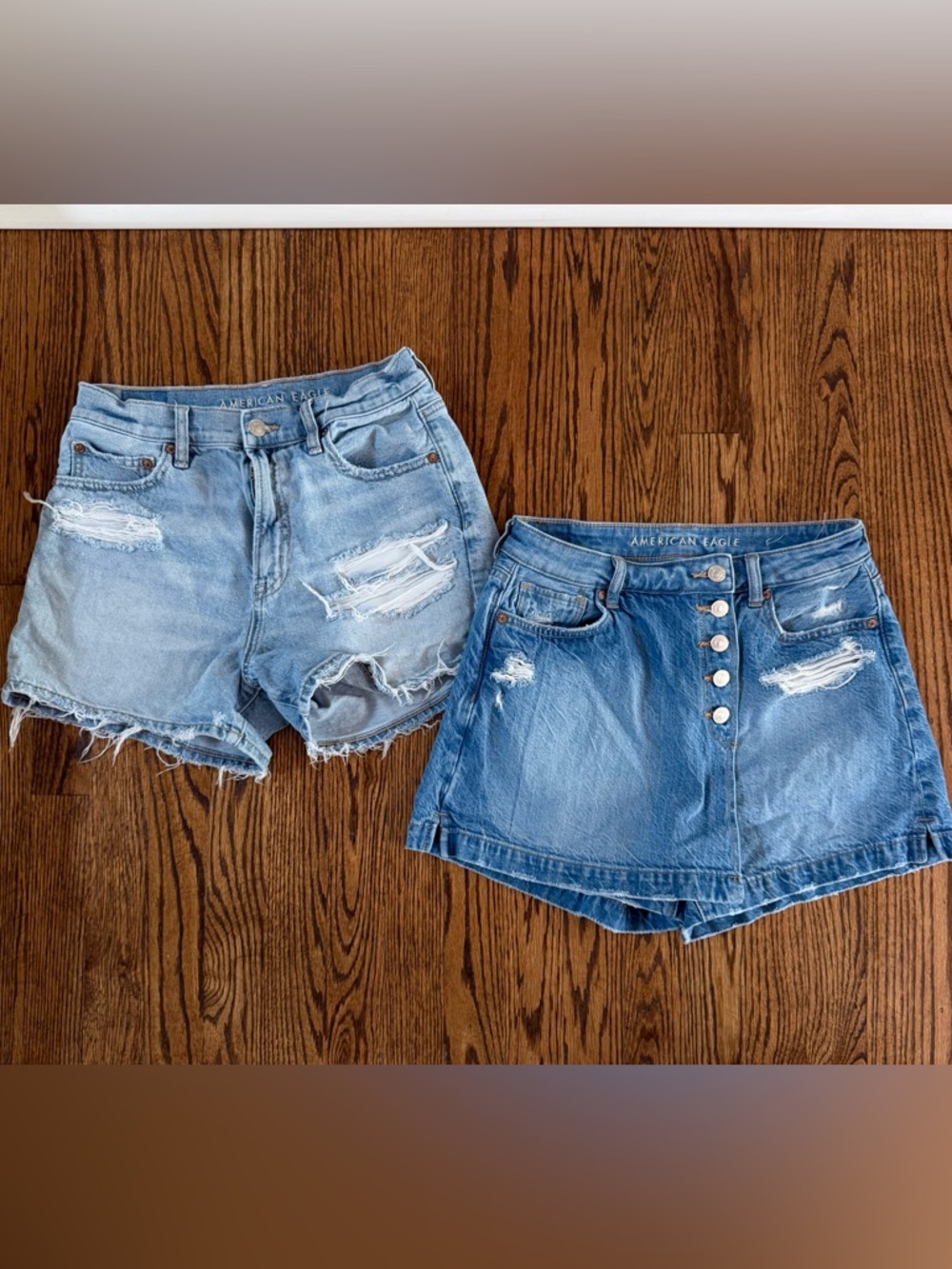 American Eagle Outfitters BUNDLE - Button Skort & Distressed Denim Shorts Size 4